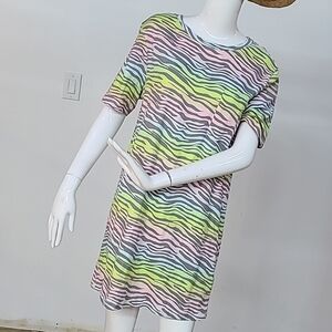 🌈Basic By Design 100% Cotton Colorful T-Shirt Dress Oversized Small